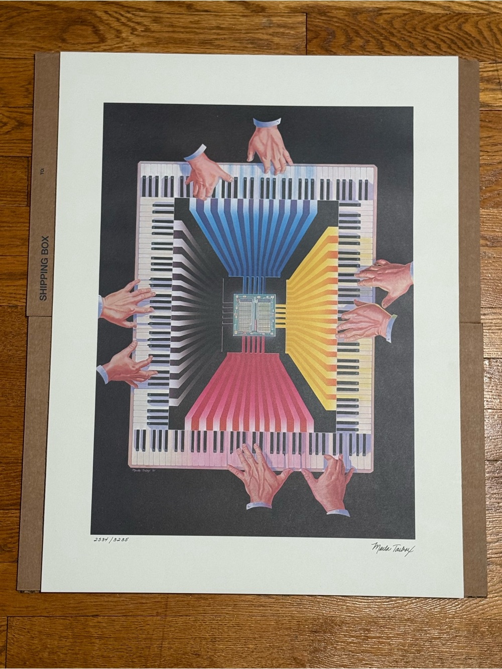 1990’s Signed & 2534/3235 Surrealist “Distributed Processing” Print Marla Tarbox